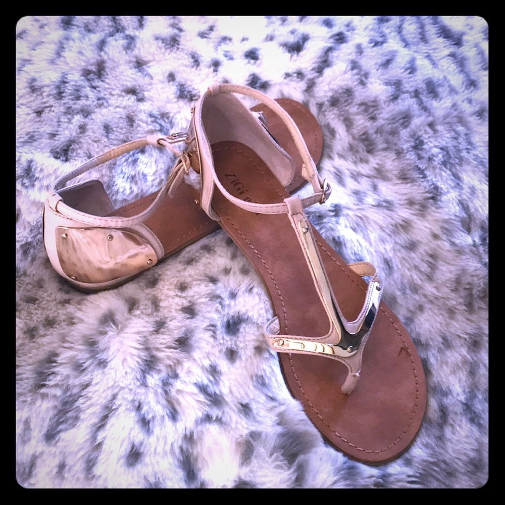 Zigi girl sandals with gold accents, size 10